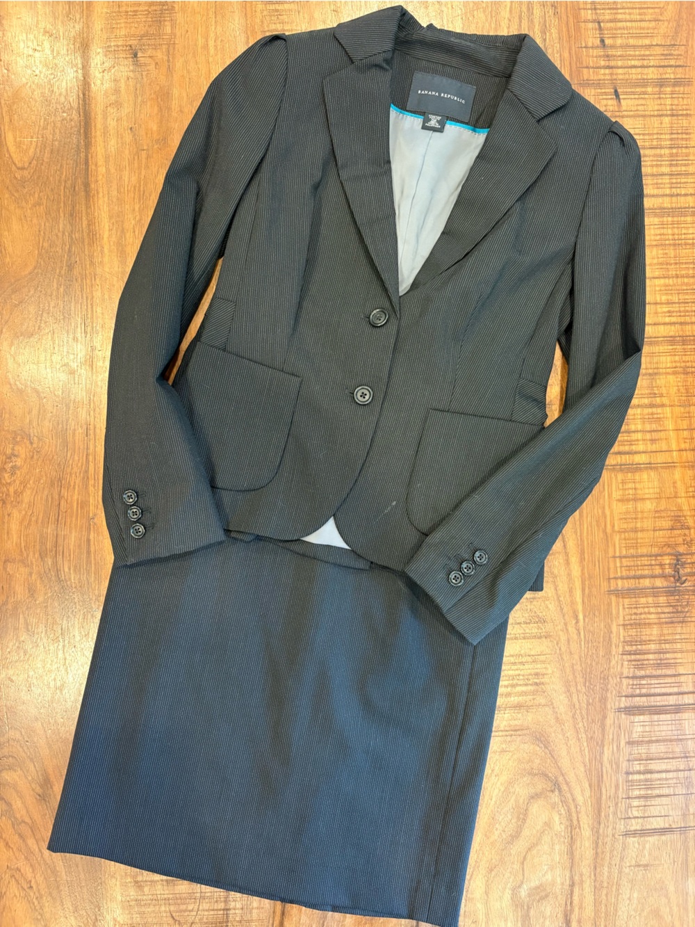 Banana Republic Black Pinstripe Women's Suit Jacket and Matching Skirt